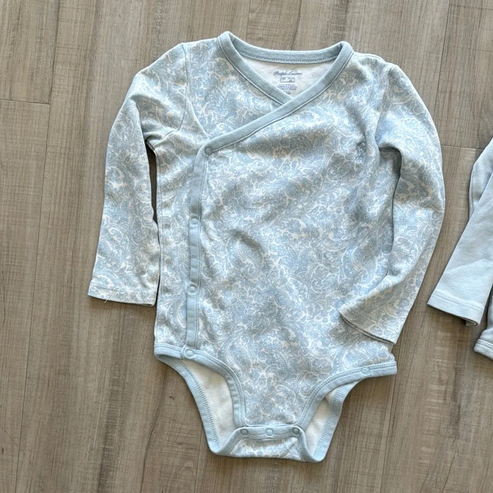 Baby Blue Long Sleeve Onesie romper baby toddler infant 18m Set 2PCs button